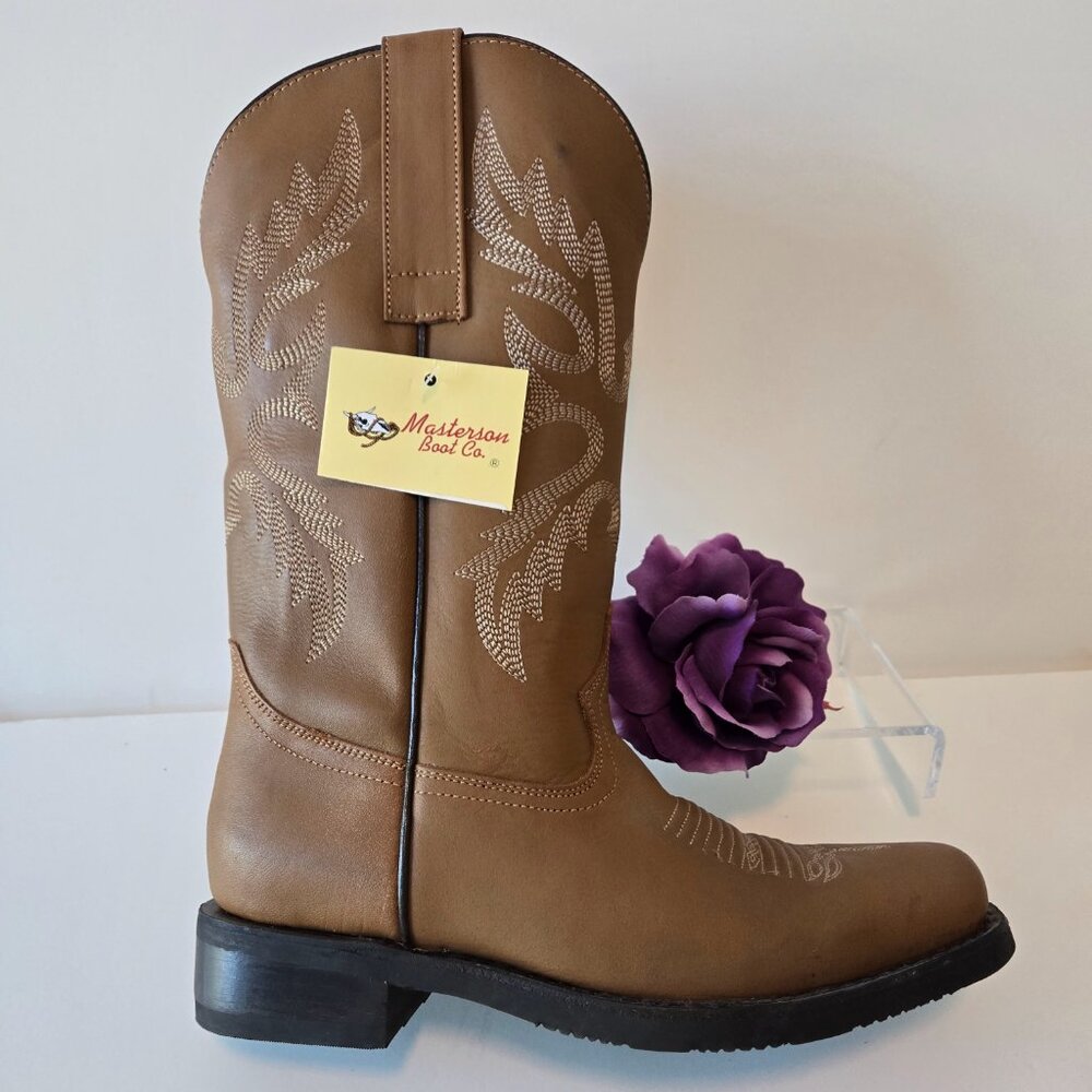 Masterson Women’s Leather Western Boots Brown Size 7.5 M NWOT Cowgirl Riding - Picture 2 of 6